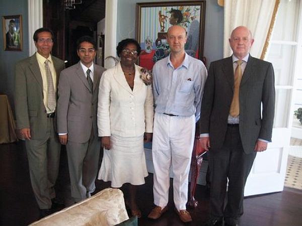 09 Organizers w Governor General.jpg - Guest speakers and organizers of the conference with Governor General of Saint Lucia, Dame Pearlette Louisy. Dame Louisy is an educator by profession and would like to see Consciousness-Based Education introduced into the school system of Saint Lucia.